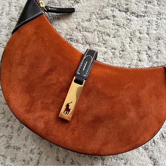 Like New - Ralph Lauren Suede Polo ID Mini Bag in Rust + Chocolate - Picture 5 of 9